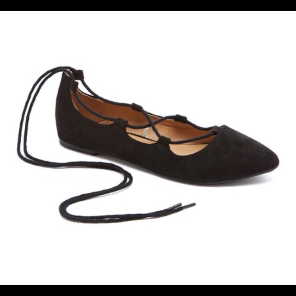 Charles Albert Farah Lace Up Pointed Ballet Flats size 8 Vegan Suede